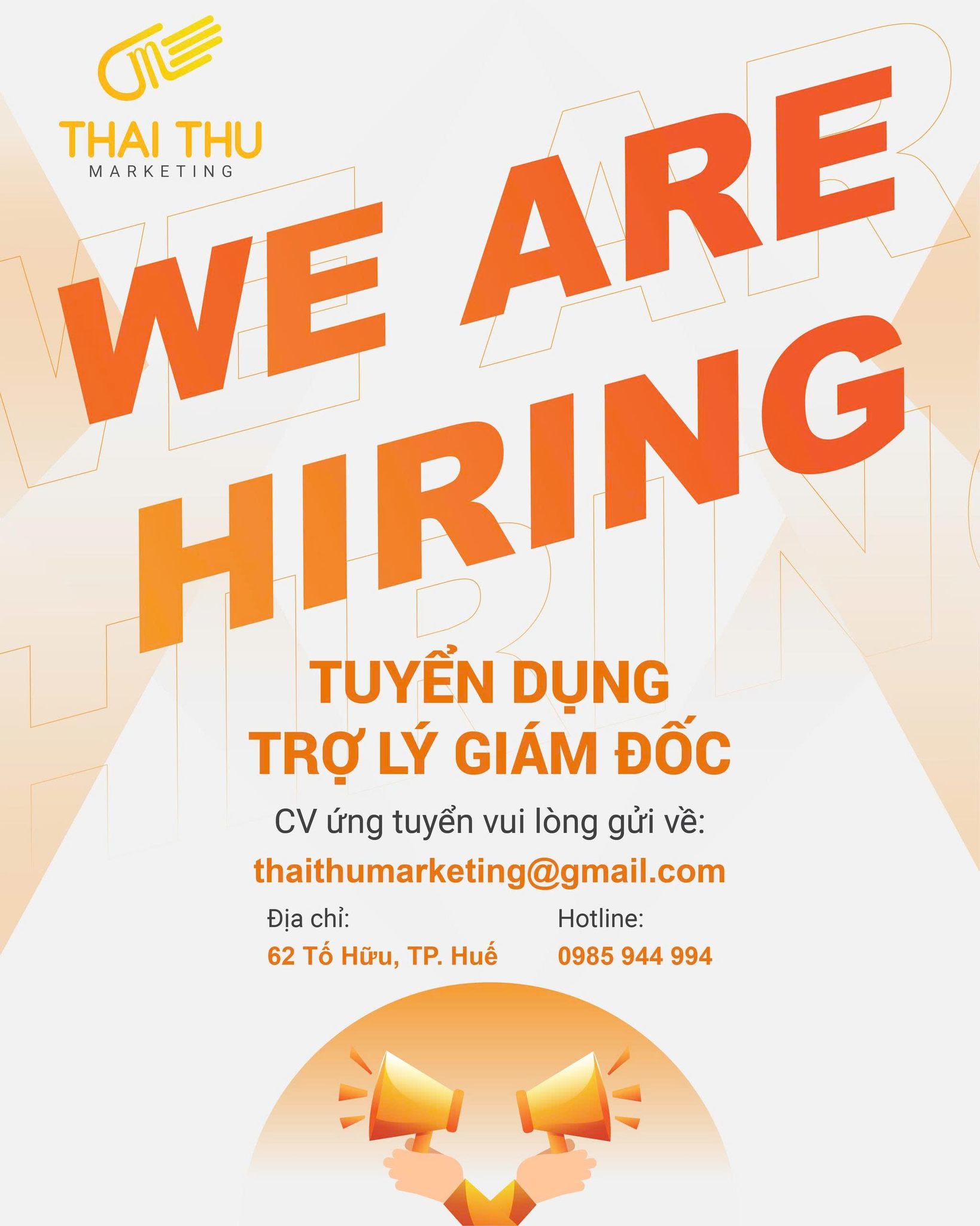 THAI THU MARKETING TUYỂN DỤNG TRỢ LÝ GIÁM ĐỐC